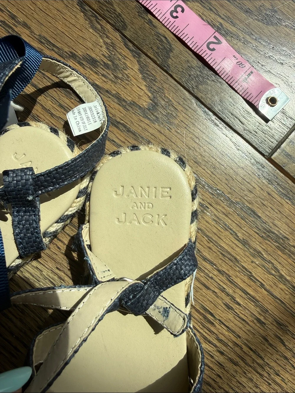 Janie and Jack Navy Braided Espadrille Tie Sandals